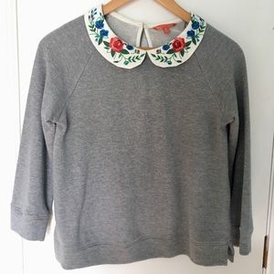 Mod cloth sweater w/ embroidered Peter Pan collar